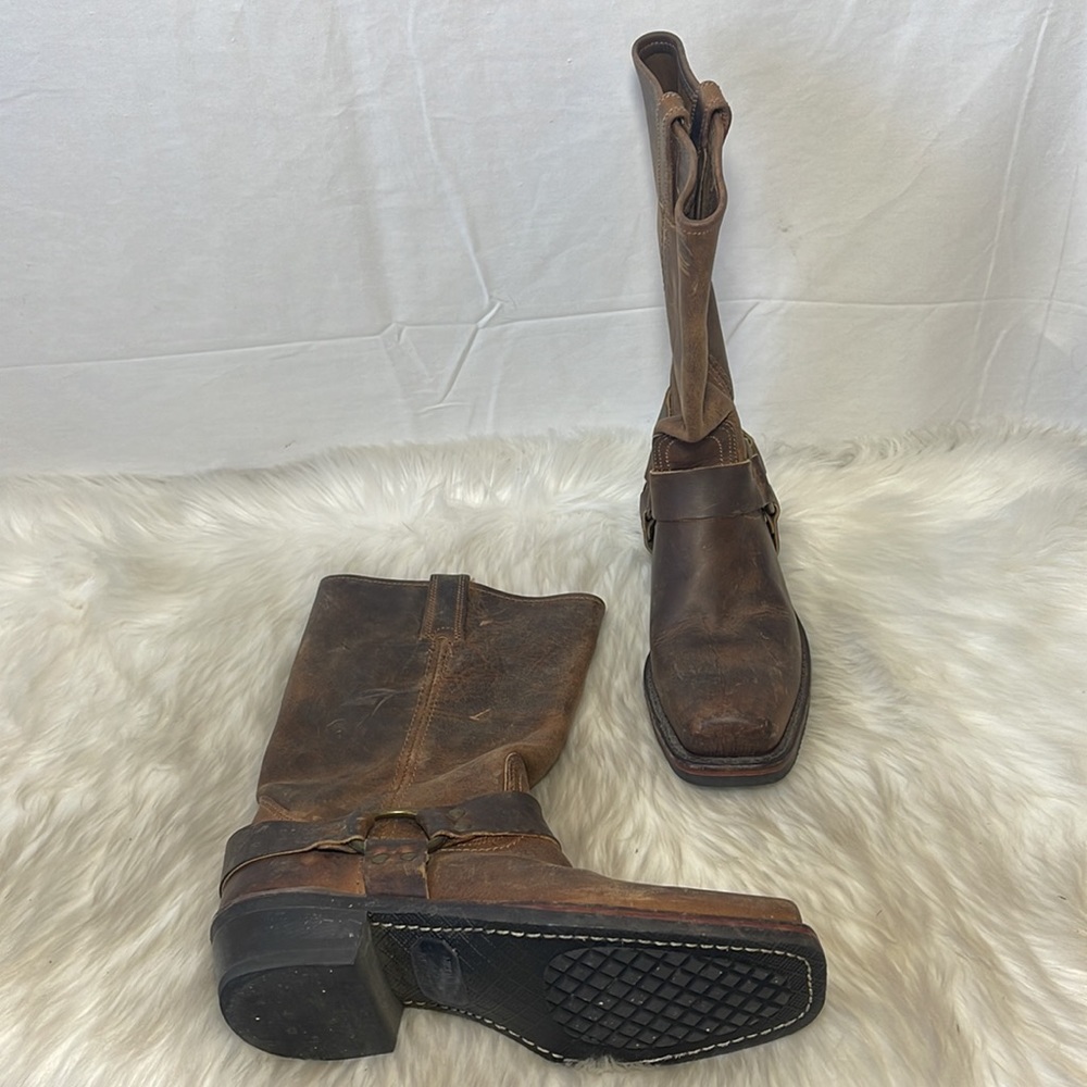 Frye Whisper Vintage 90's Distressed Harness Style Boots Sz 8.5